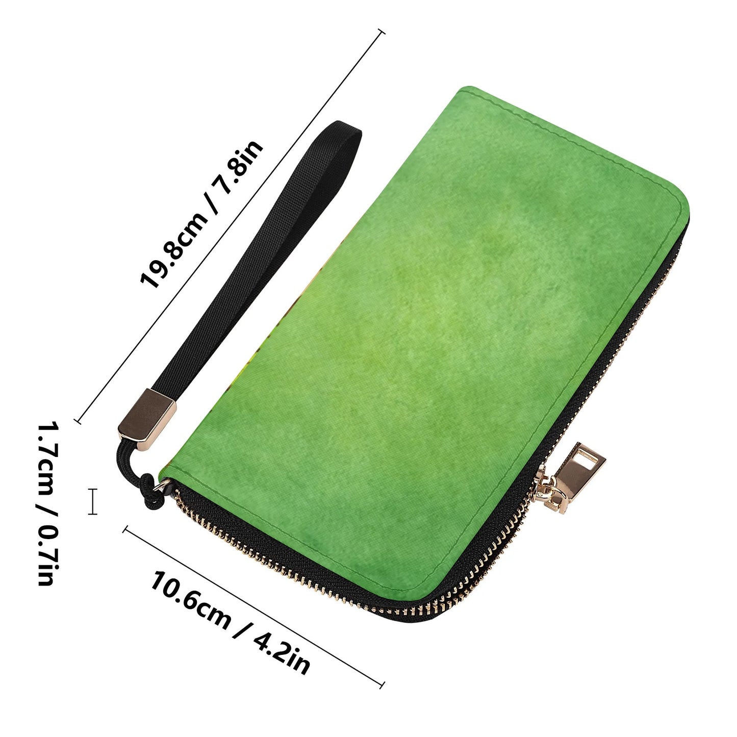 Pomegranate Peace Leather Zipper Wristlet Wallet